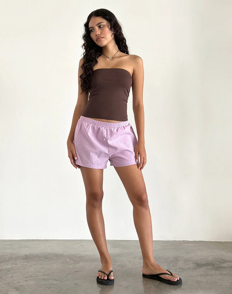 Short Voir en popeline rayée rose et violet