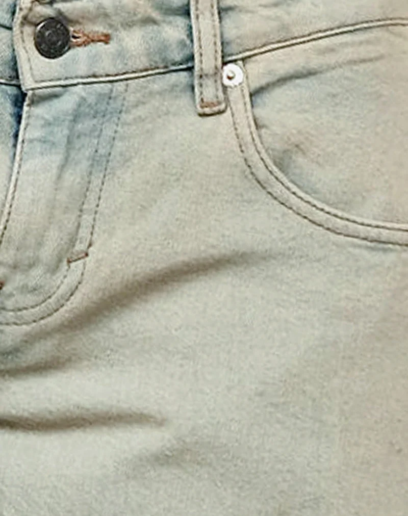 Jean spacieux à taille basse, délavé sable du désert