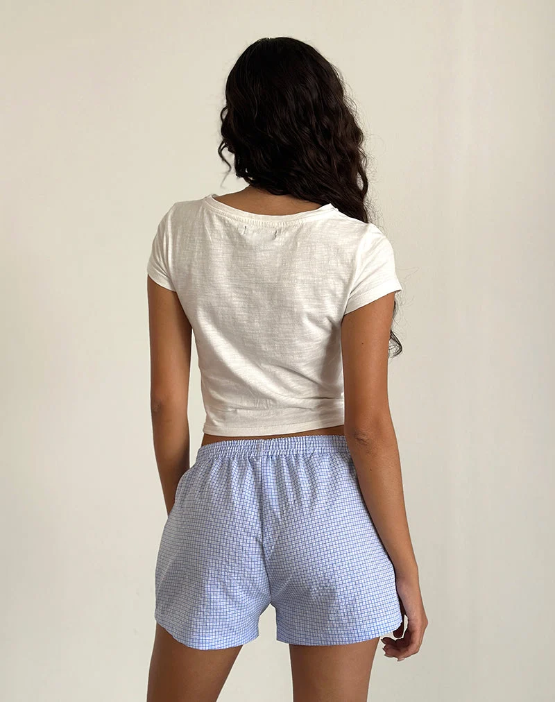 Short Voir en popeline vichy bleu et blanc