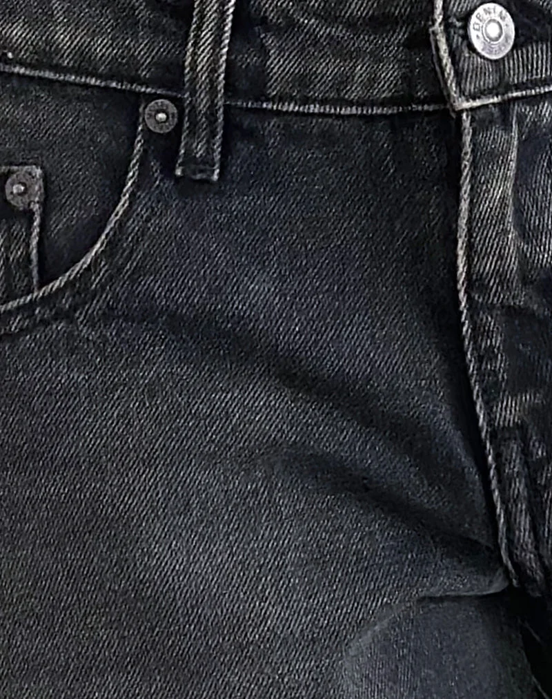 Short spacieux à taille basse en noir lavé et gris