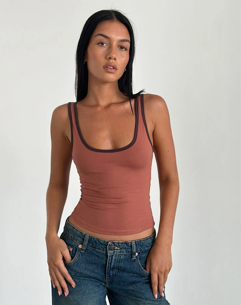 Top Jastiya en brique avec reliure marron