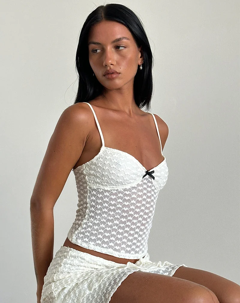 Top Cami Grafika en dentelle ivoire Heart Lace