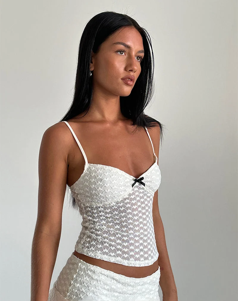 Top Cami Grafika en dentelle ivoire Heart Lace