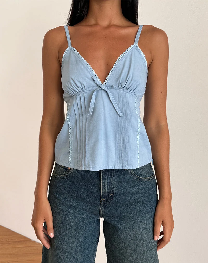 Jepuni Cami Top, Nantucket Blue Poplin