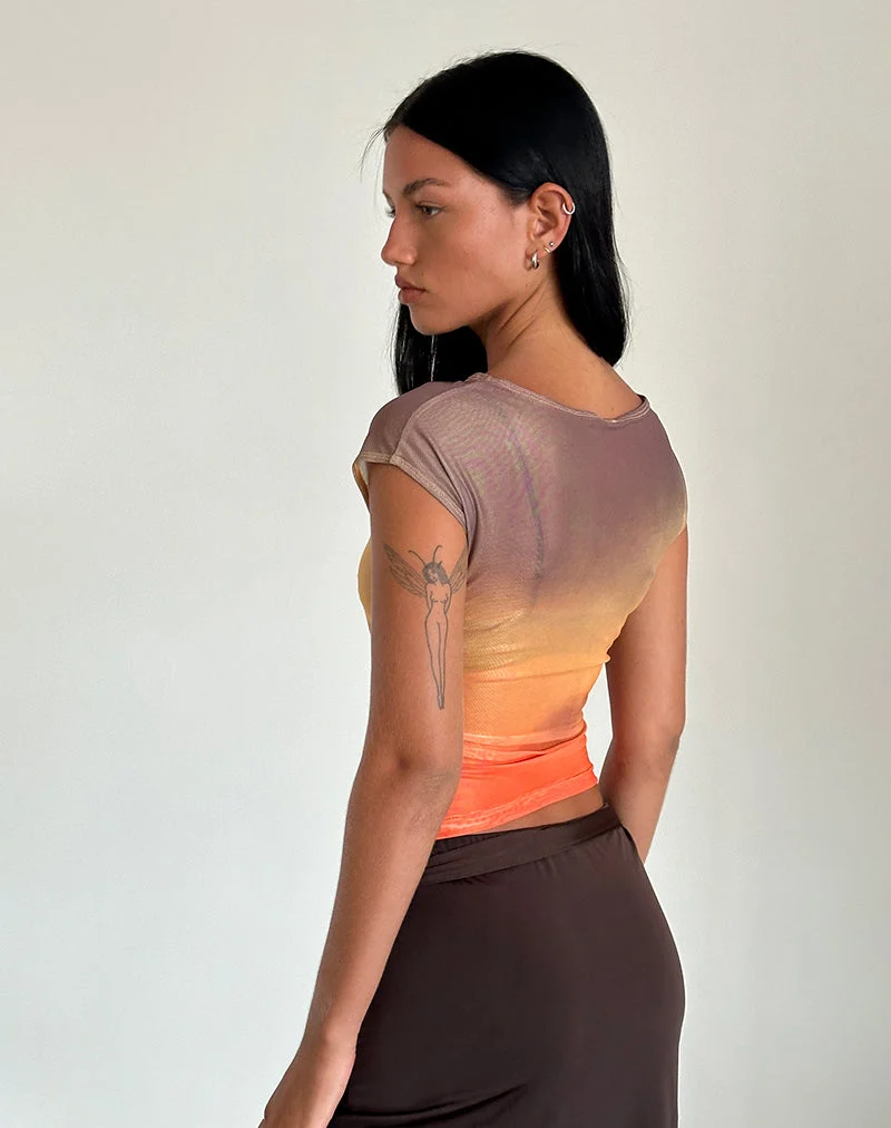 Top Bastille en maille imprimée Orange Sunset