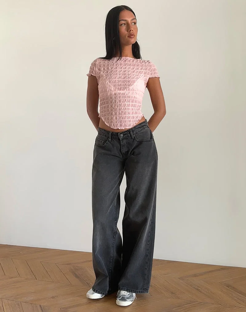 Georgia - Top en maille texturée - Rose chair