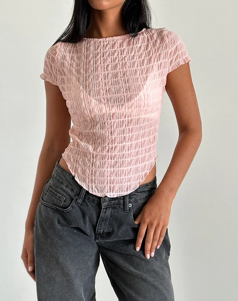 Georgia - Top en maille texturée - Rose chair