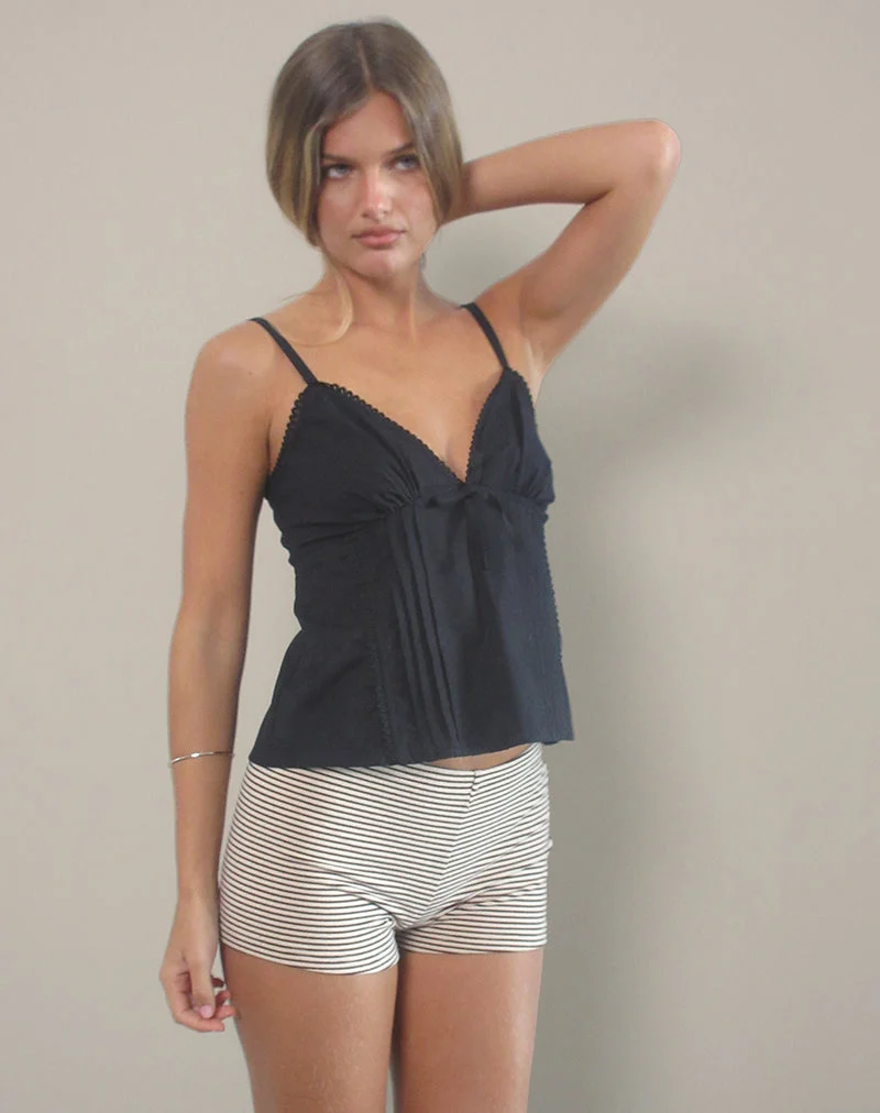 Jepuni Cami Top in Black Poplin