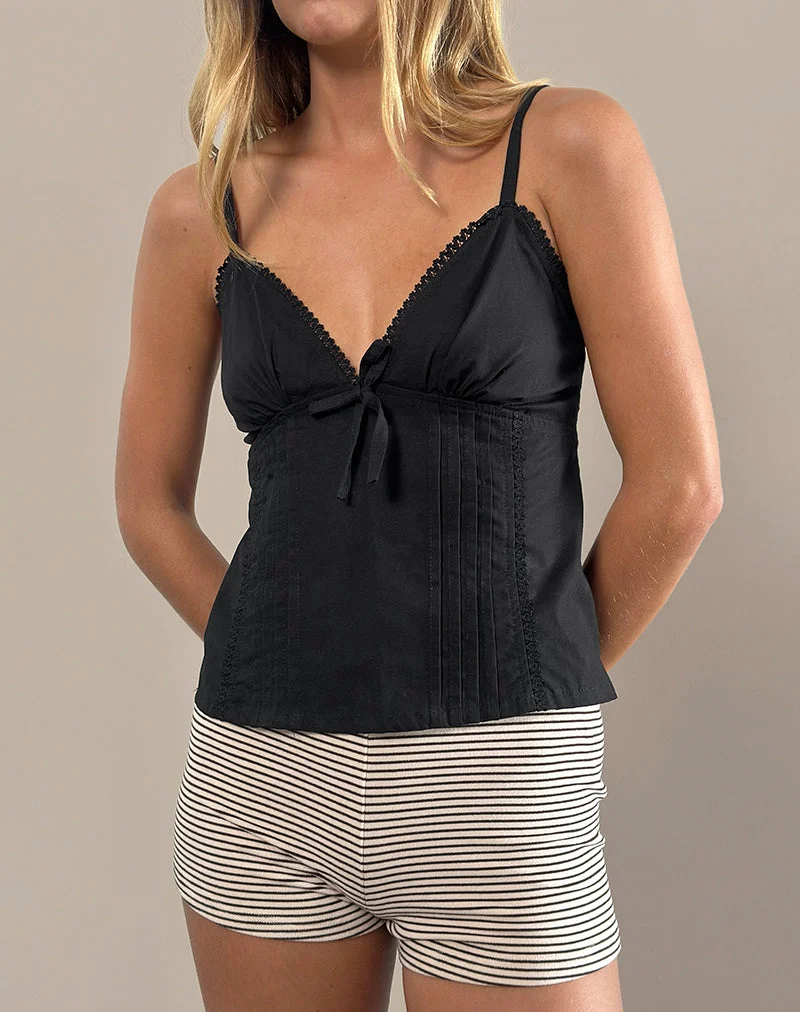 Jepuni Cami Top in Black Poplin
