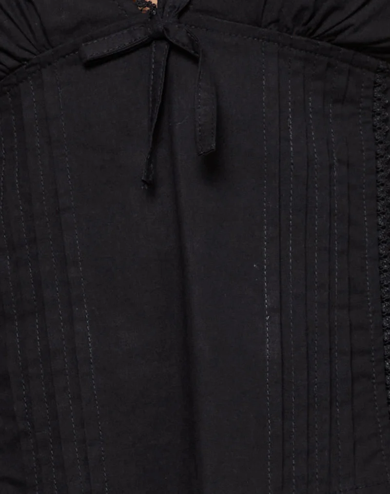 Jepuni Cami Top in Black Poplin