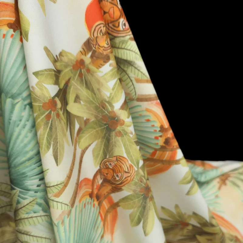 Tissu Boardshort Deadstock de Designer | Tigres Tropicaux