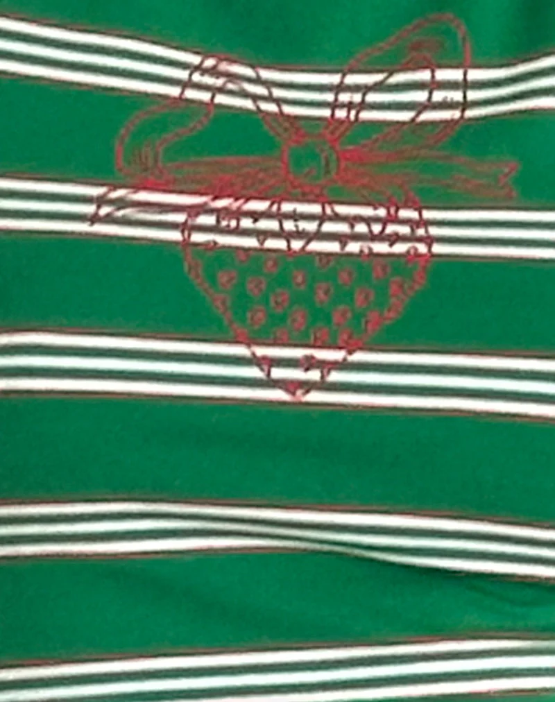 Tee-shirt en jersey Glenda à rayures vertes et blanches avec motif de fraises