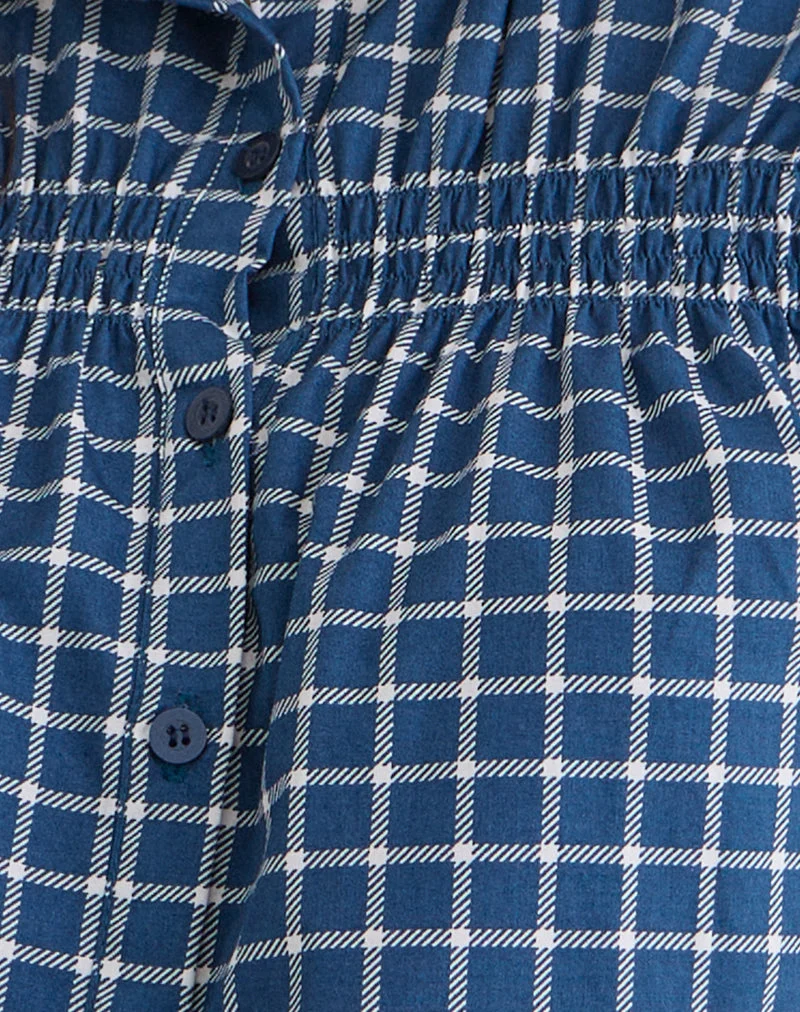 Ulsan - Chemise cintrée en popeline écossaise, marine