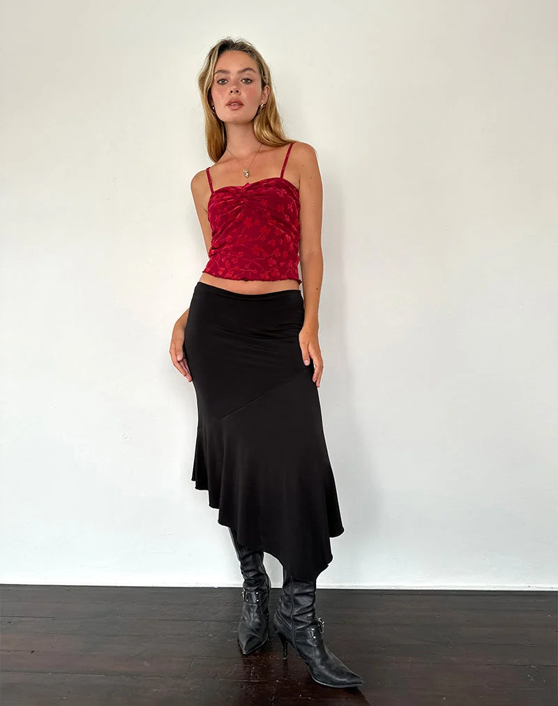 Top Cami Hali en Grunge Floral Flock Red