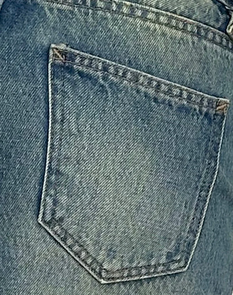 Jean parallèle à taille basse, vert de mer