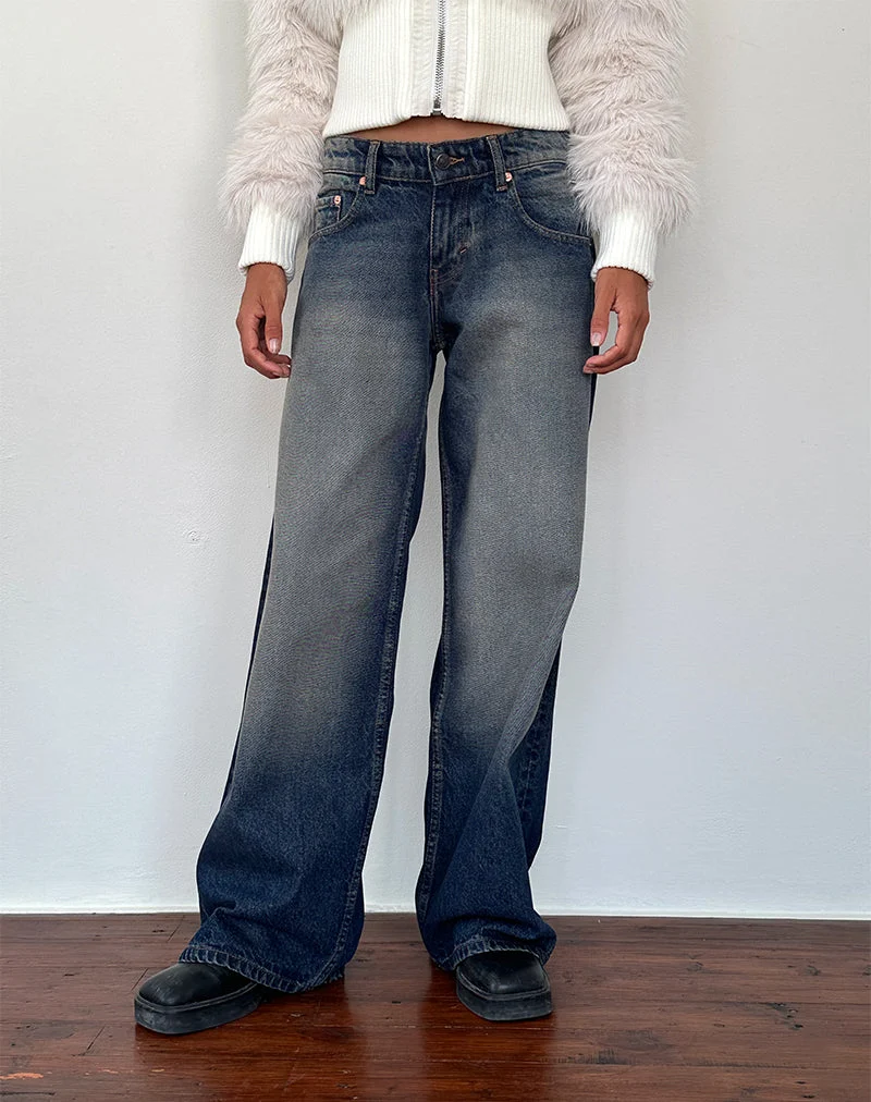 Jean à taille basse extra-large Roomy, lavé à l'ambre