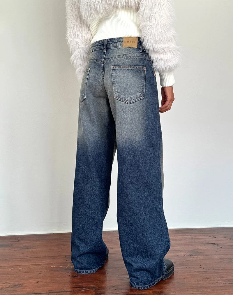Jean à taille basse extra-large Roomy, lavé à l'ambre