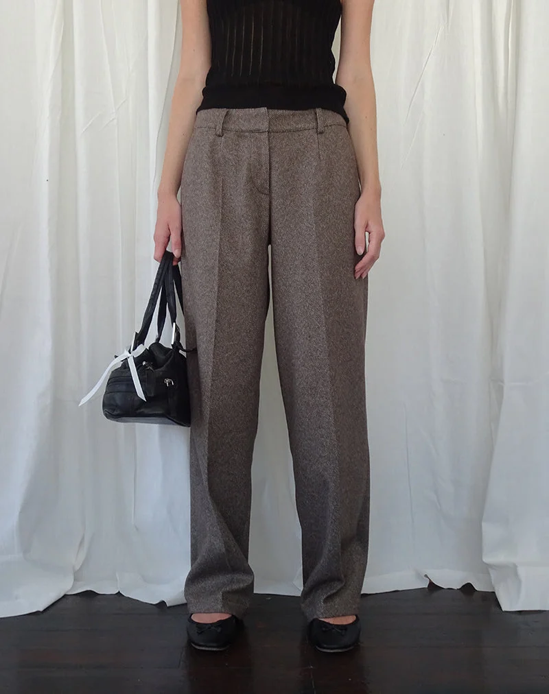 Pantalon tailleur à taille basse Sirkia en brun foncé