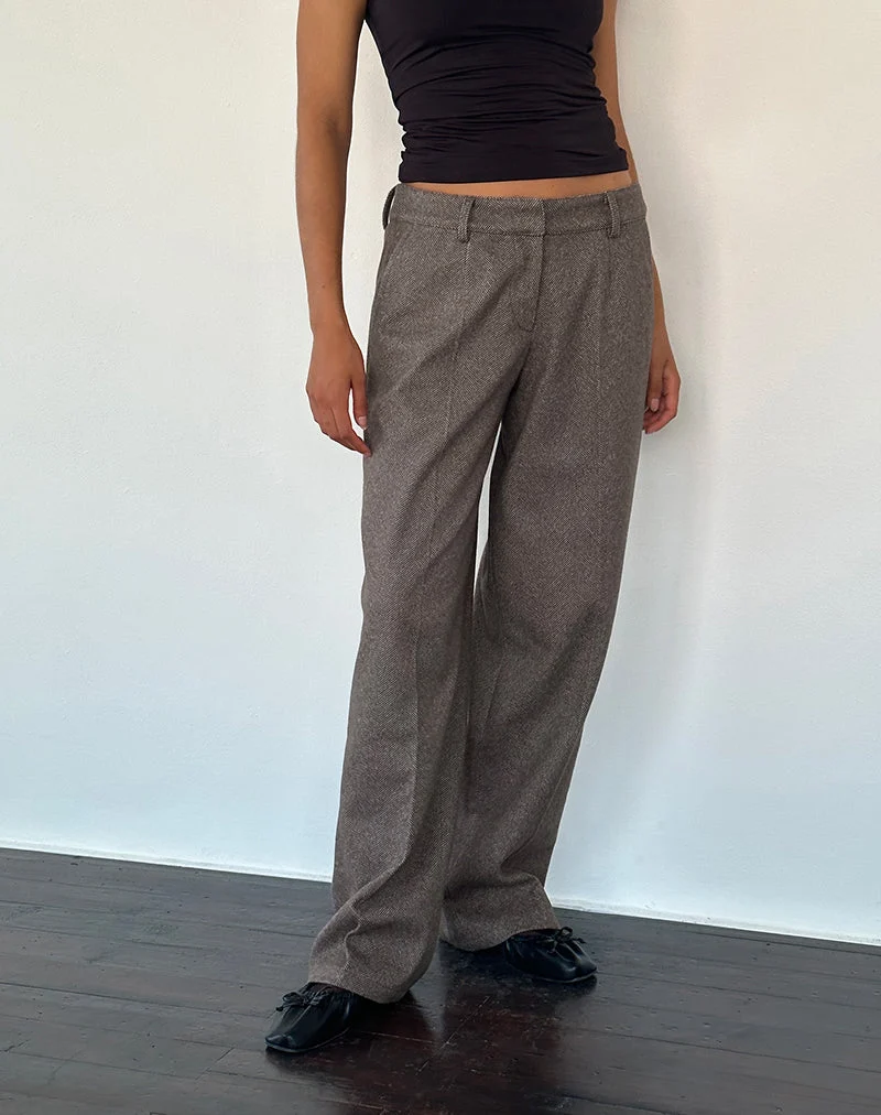 Pantalon tailleur à taille basse Sirkia en brun foncé