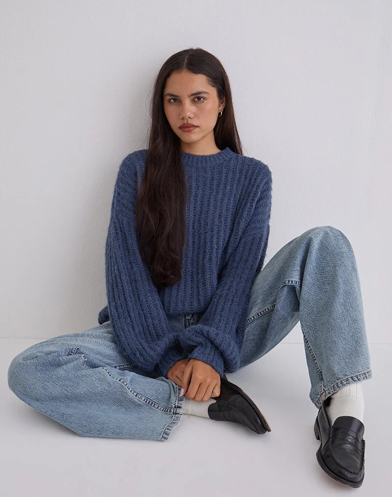 Chandail en tricot surdimensionné Daren, marine