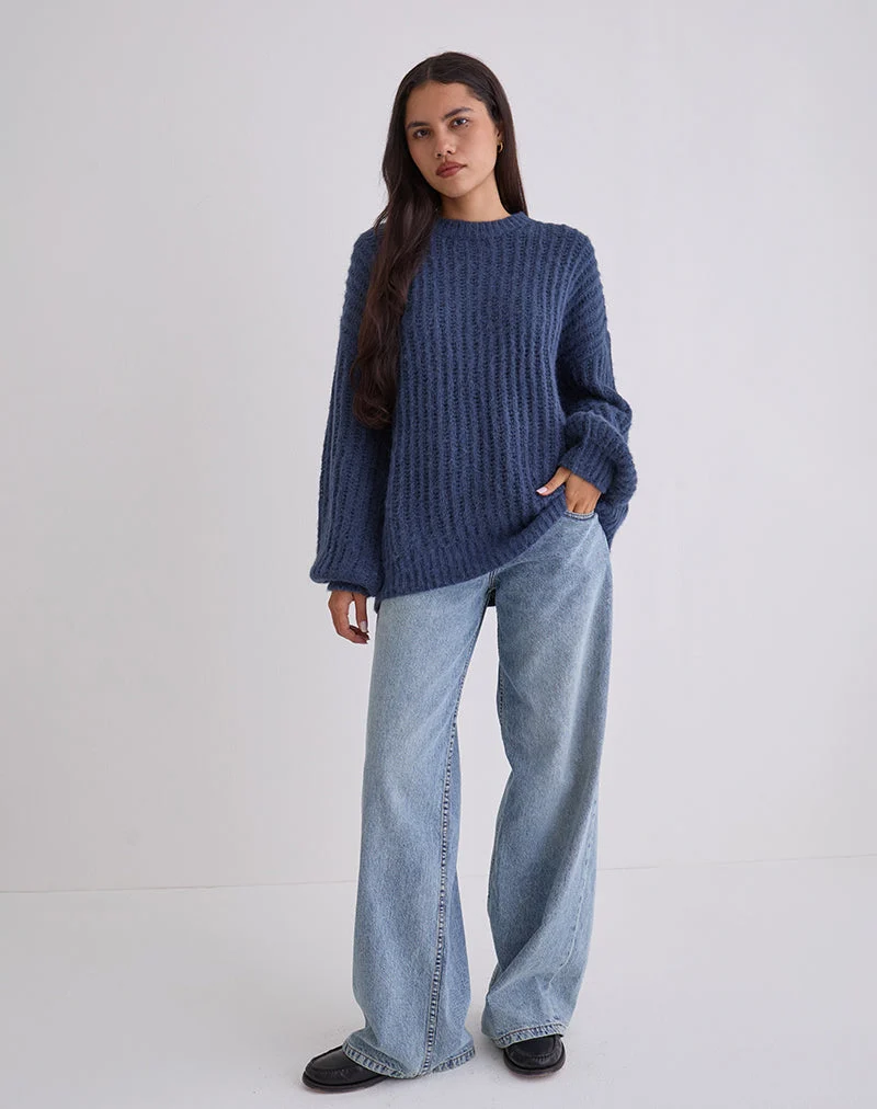Chandail en tricot surdimensionné Daren, marine
