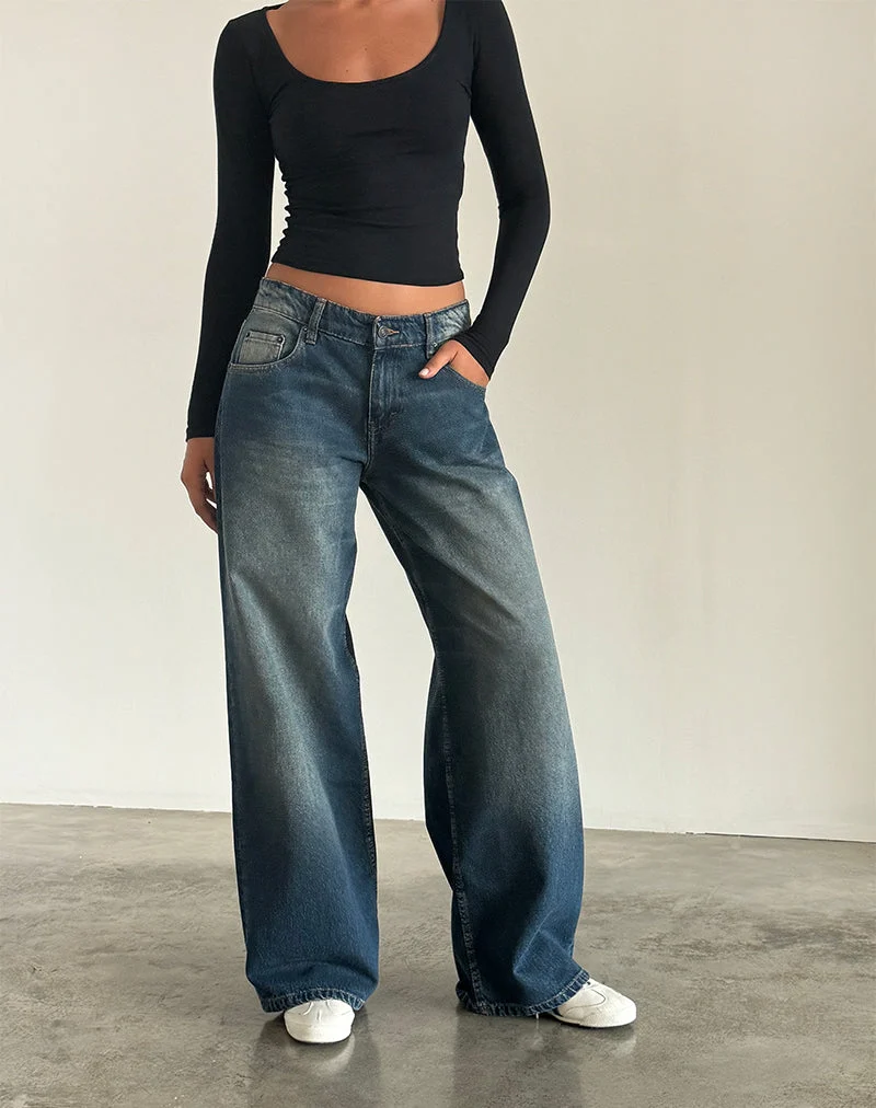 Jean à taille basse extra-large Roomy en Dark Vintage