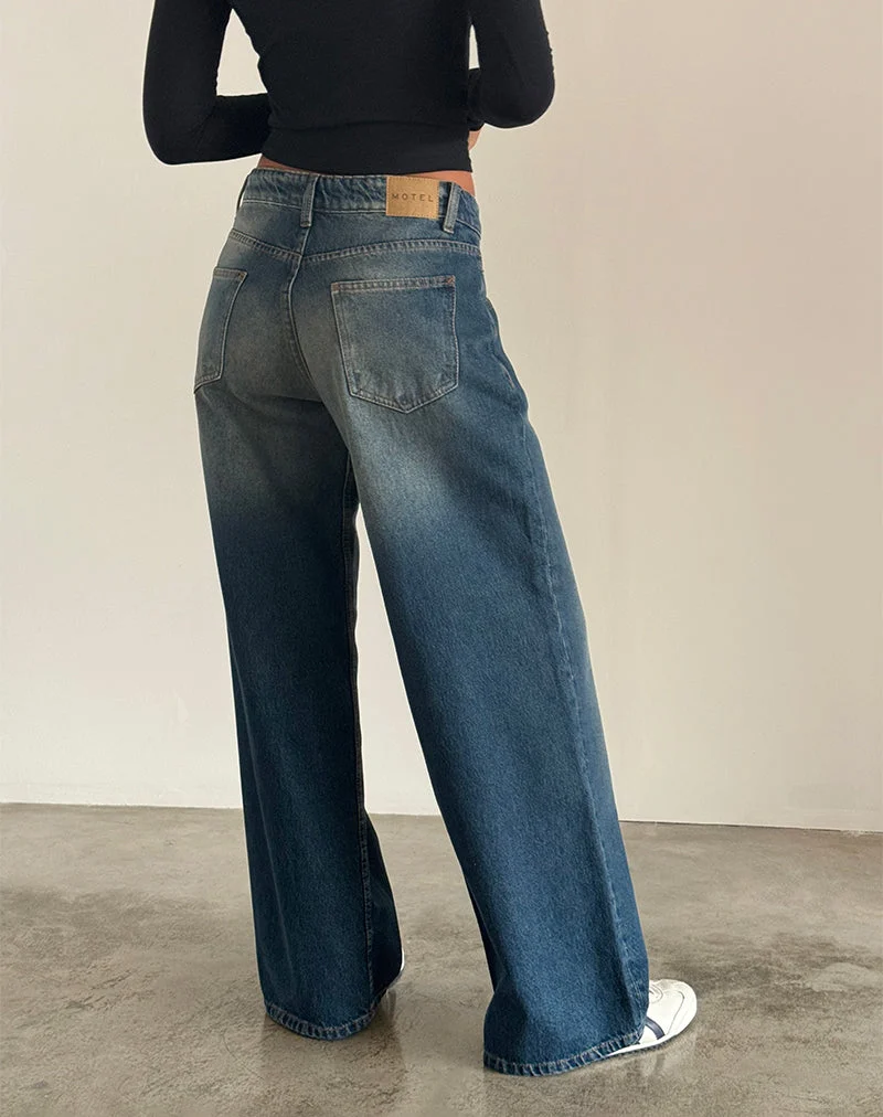 Jean à taille basse extra-large Roomy en Dark Vintage