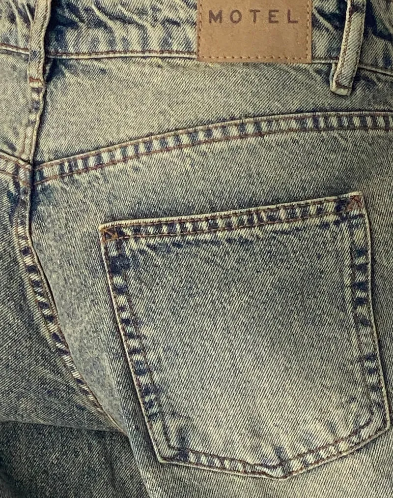 Jean à taille basse extra-large Roomy, bleu lavé au sable