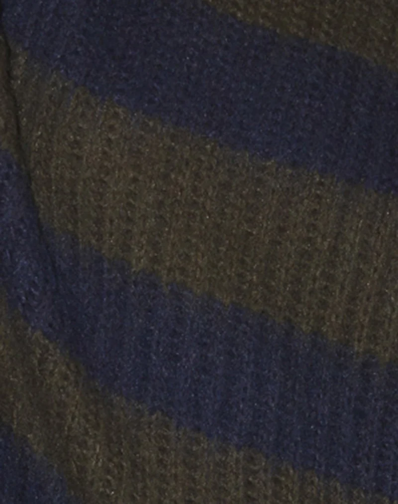 Pull oversize en tricot Daren à rayures kaki et bleu marine