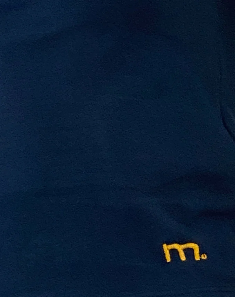 Tee-shirt Izolde Baby en bleu marine avec bordure moutarde et broderie M