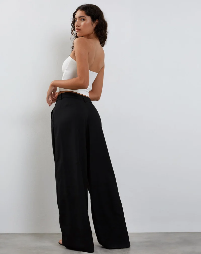 Salisu Wide Leg Trouser in Tailoring Black (pantalon à jambes larges)