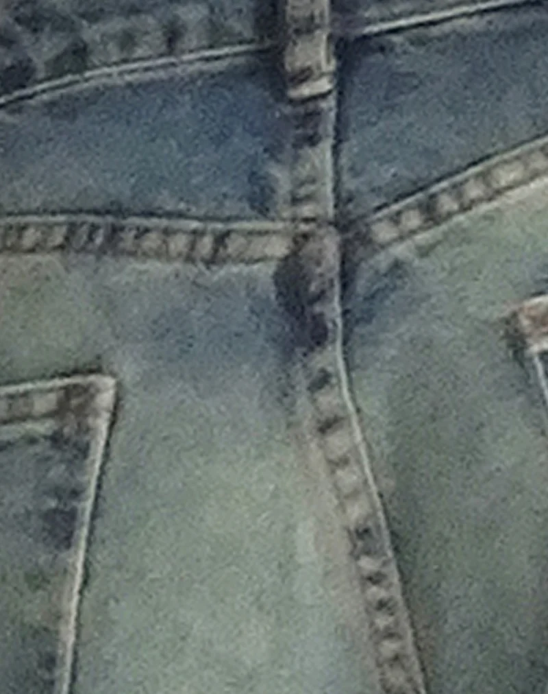 Jean à taille basse extra-large Roomy en bleu vert extrême