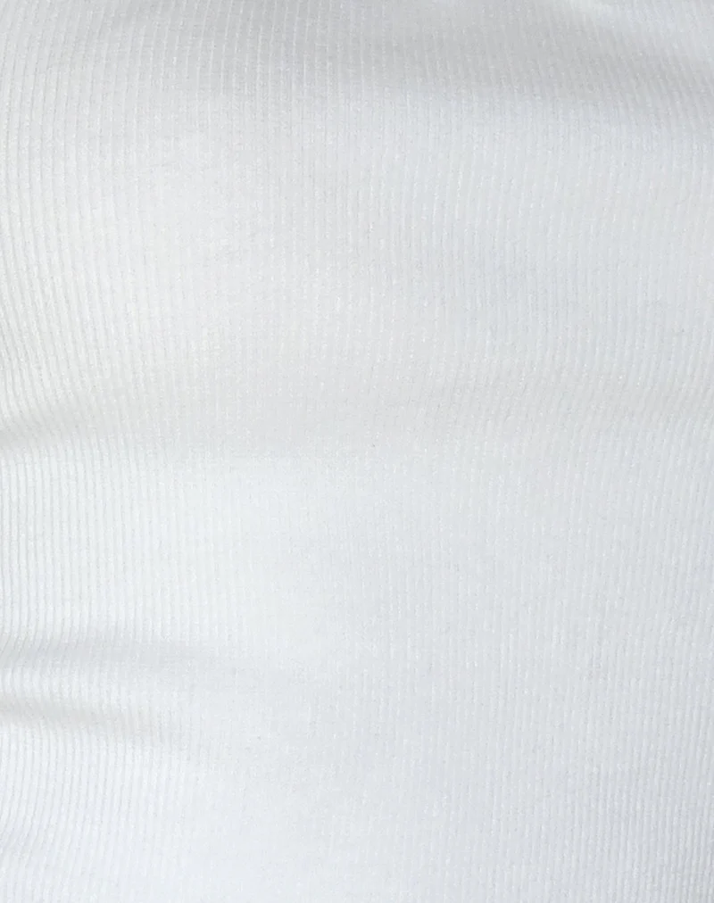 Bovillo - T-shirt à bordures en dentelle, côtelé, blanc cassé