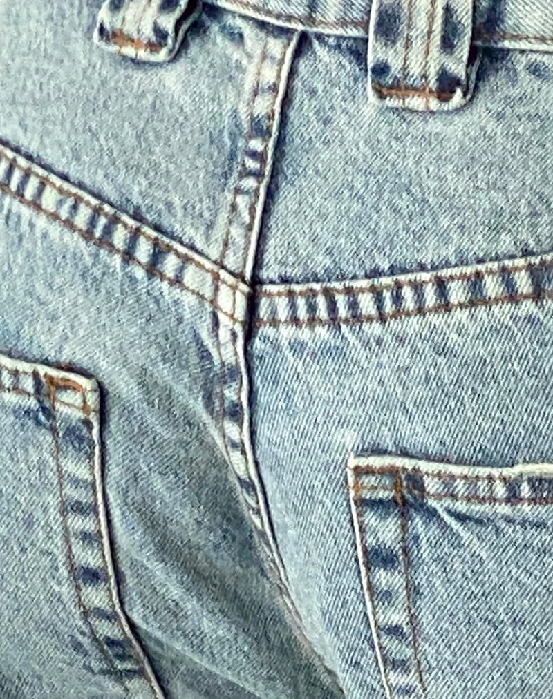 Short de skate en jean taille basse, effet délavé « Bleach Denim »