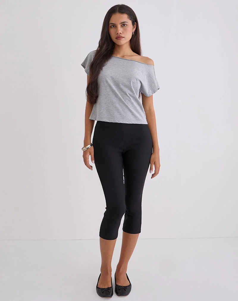 Asla - Pantalon capri court en tailleur extensible - Noir