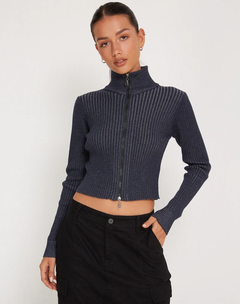 Pull court Tuzifa en bleu marine