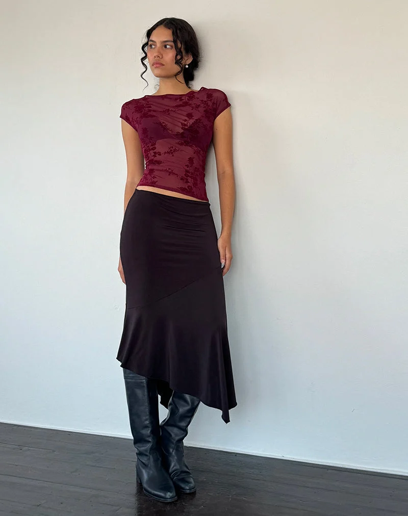Top Nova en Botanical Flower Maroon