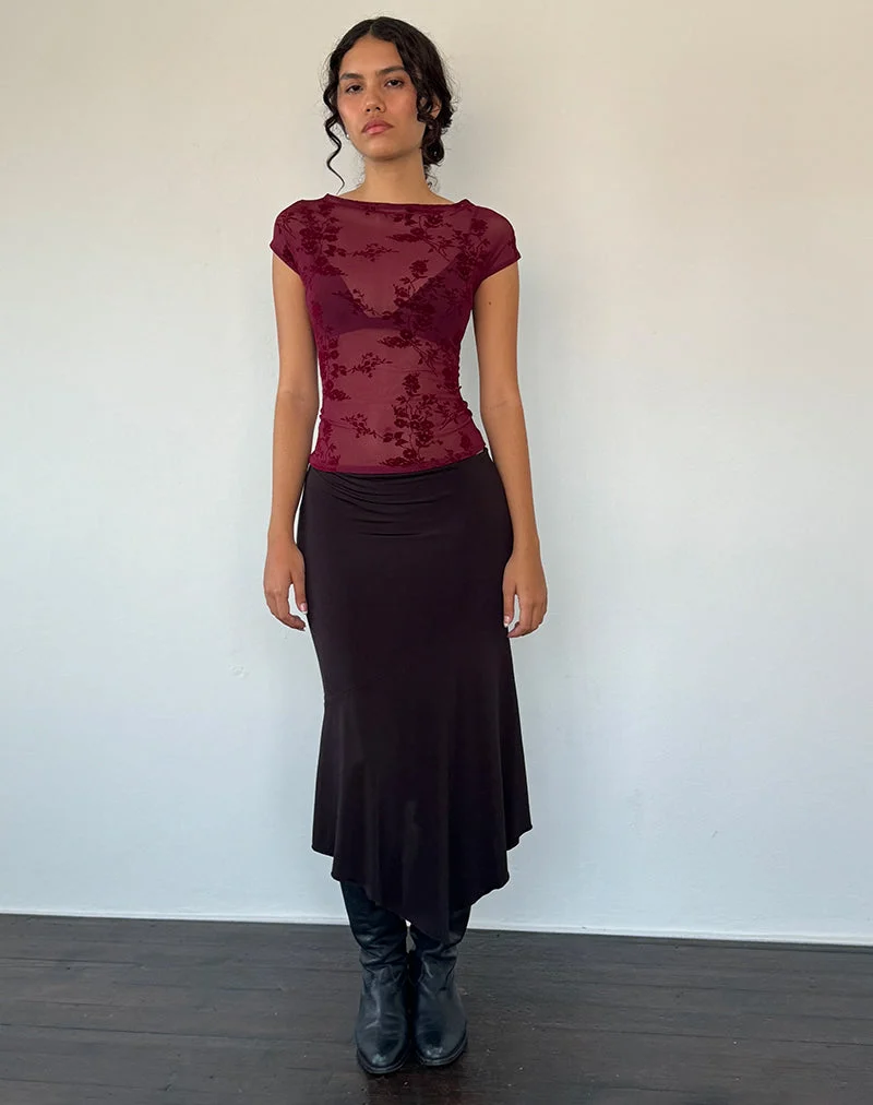 Top Nova en Botanical Flower Maroon