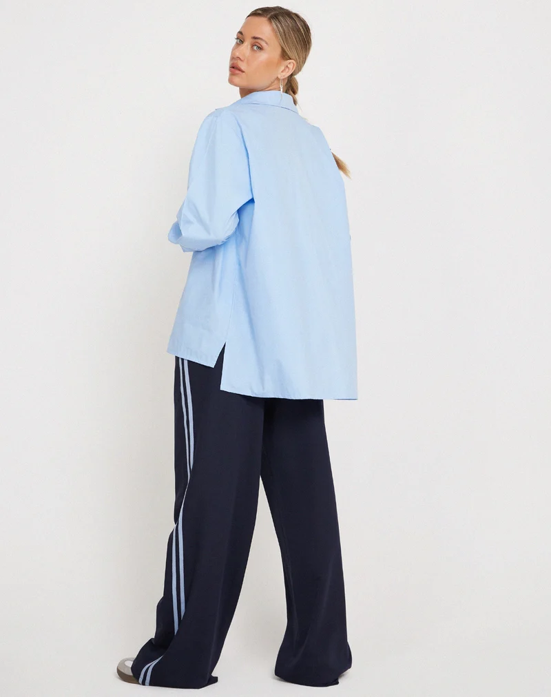 Mavis Button Up Shirt in Poplin Sky Blue