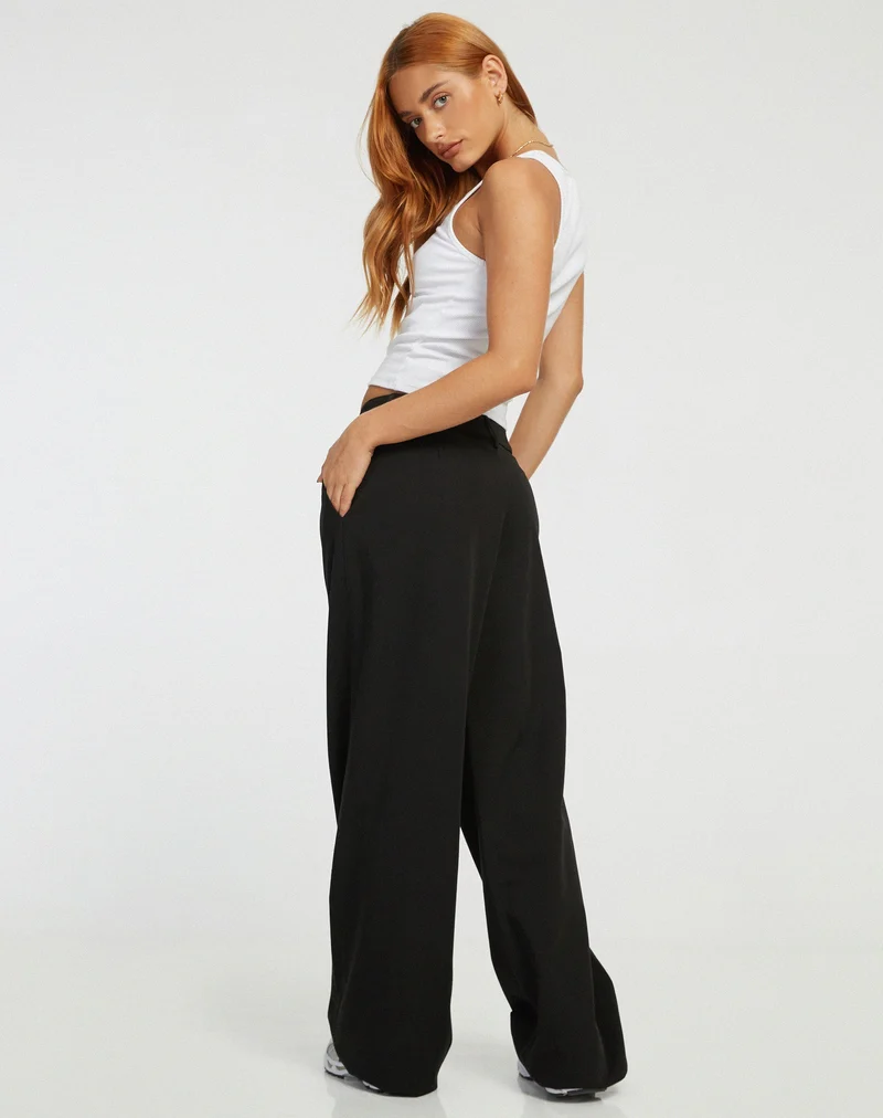 Pantalon à jambes larges Hondra, noir