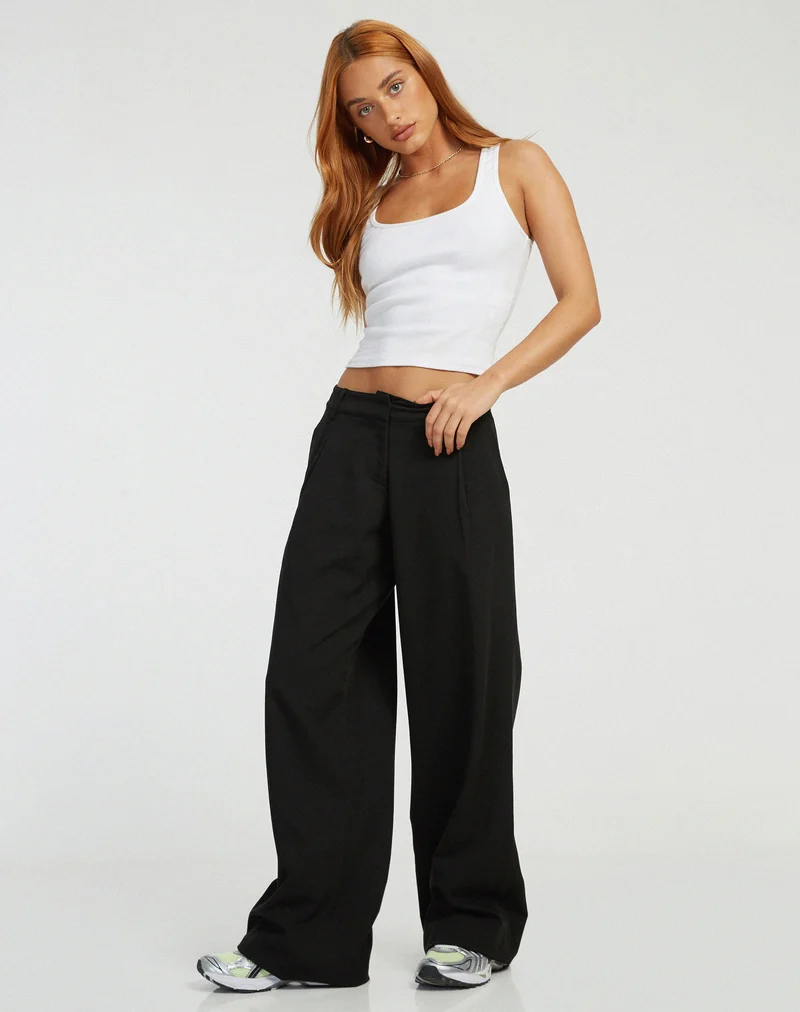 Pantalon à jambes larges Hondra, noir