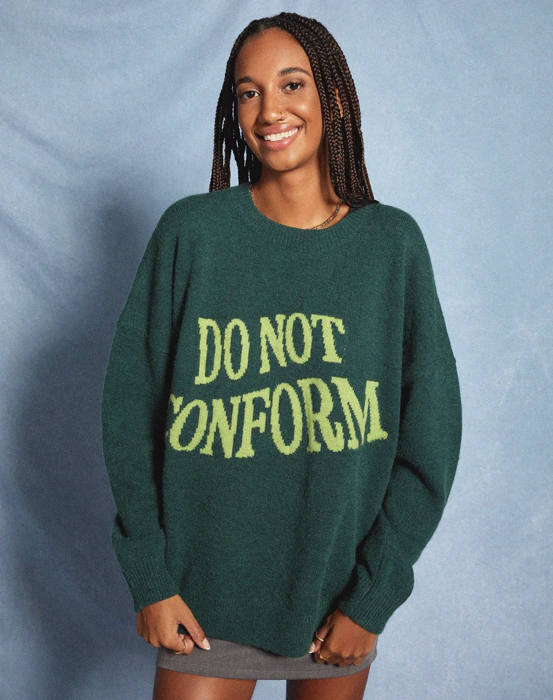 Pull Jamin en vert 'Do Not Conform' (Ne pas se conformer)