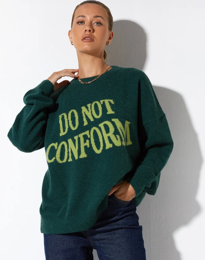 Pull Jamin en vert 'Do Not Conform' (Ne pas se conformer)