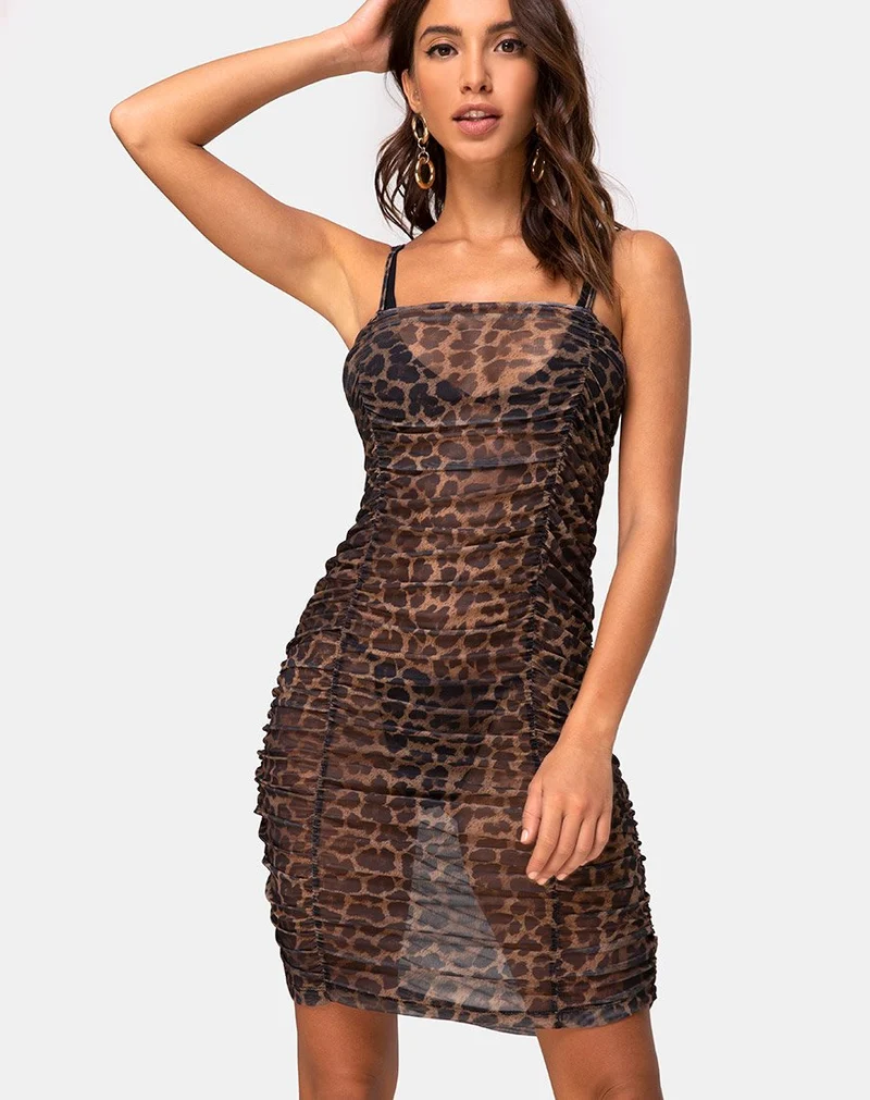Robe Seruchi en maille léopard