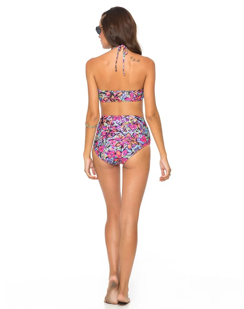 Bas de bikini long Motel Flux, fleur floue