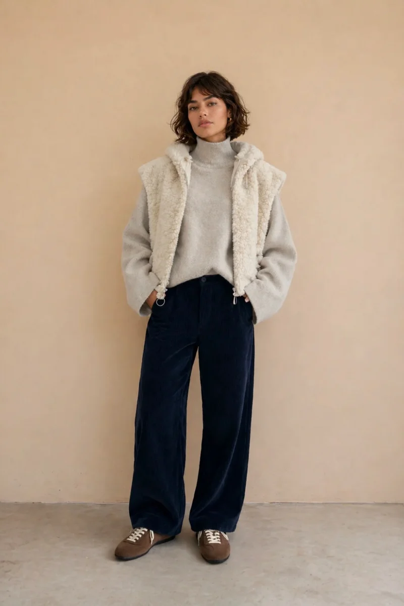 Veste sans manches fausse fourrure DELIA - Ecru