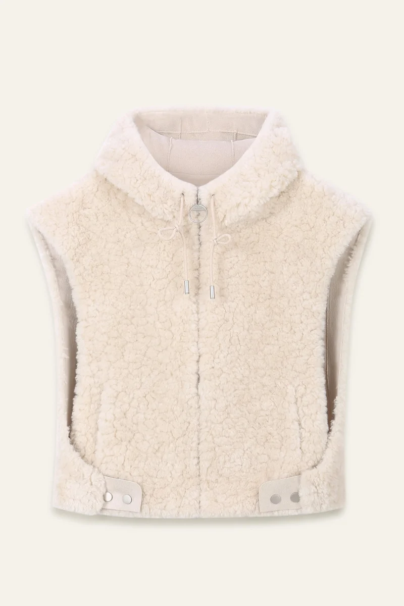 Veste sans manches fausse fourrure DELIA - Ecru