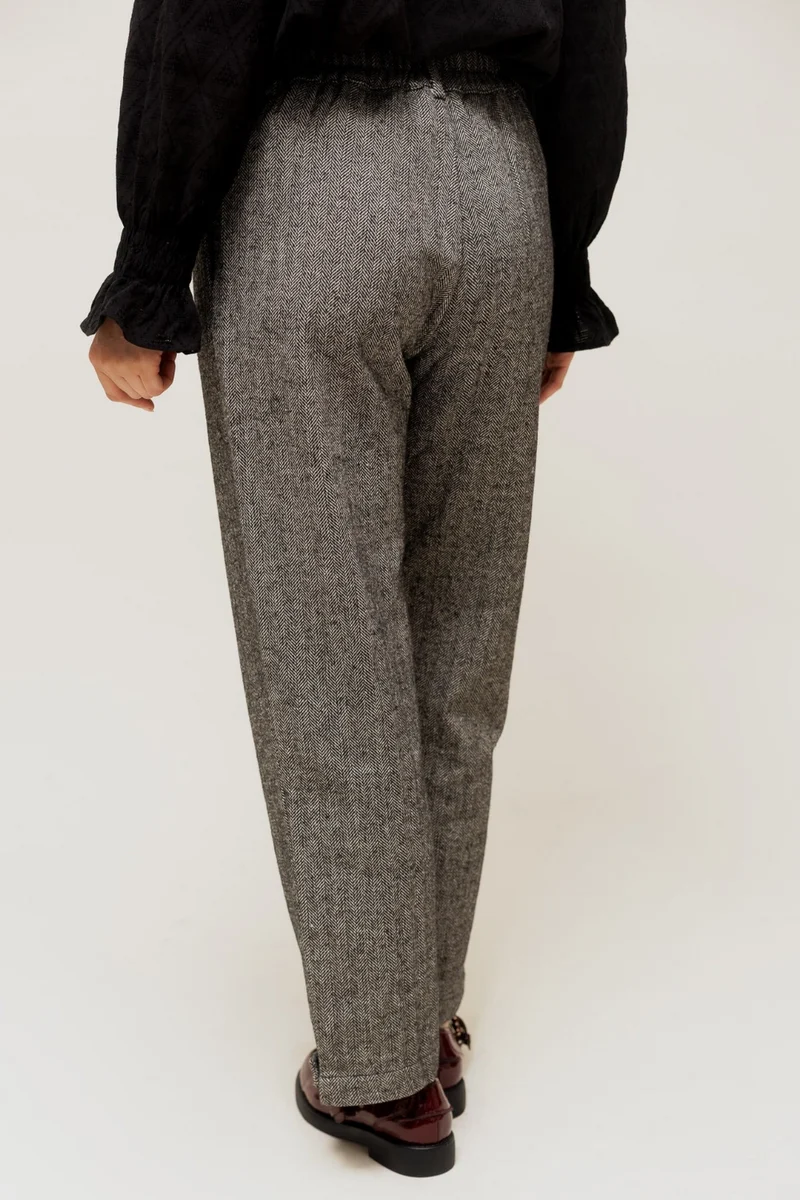 EVANIA - Pantalon Droit Motif Chevron