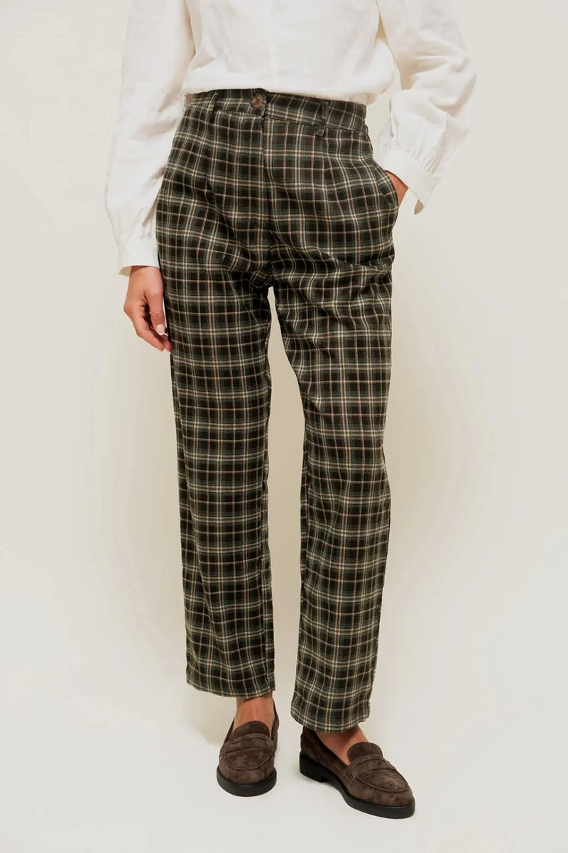 CELIANE - Pantalon Droit à Carreaux motif Tartan