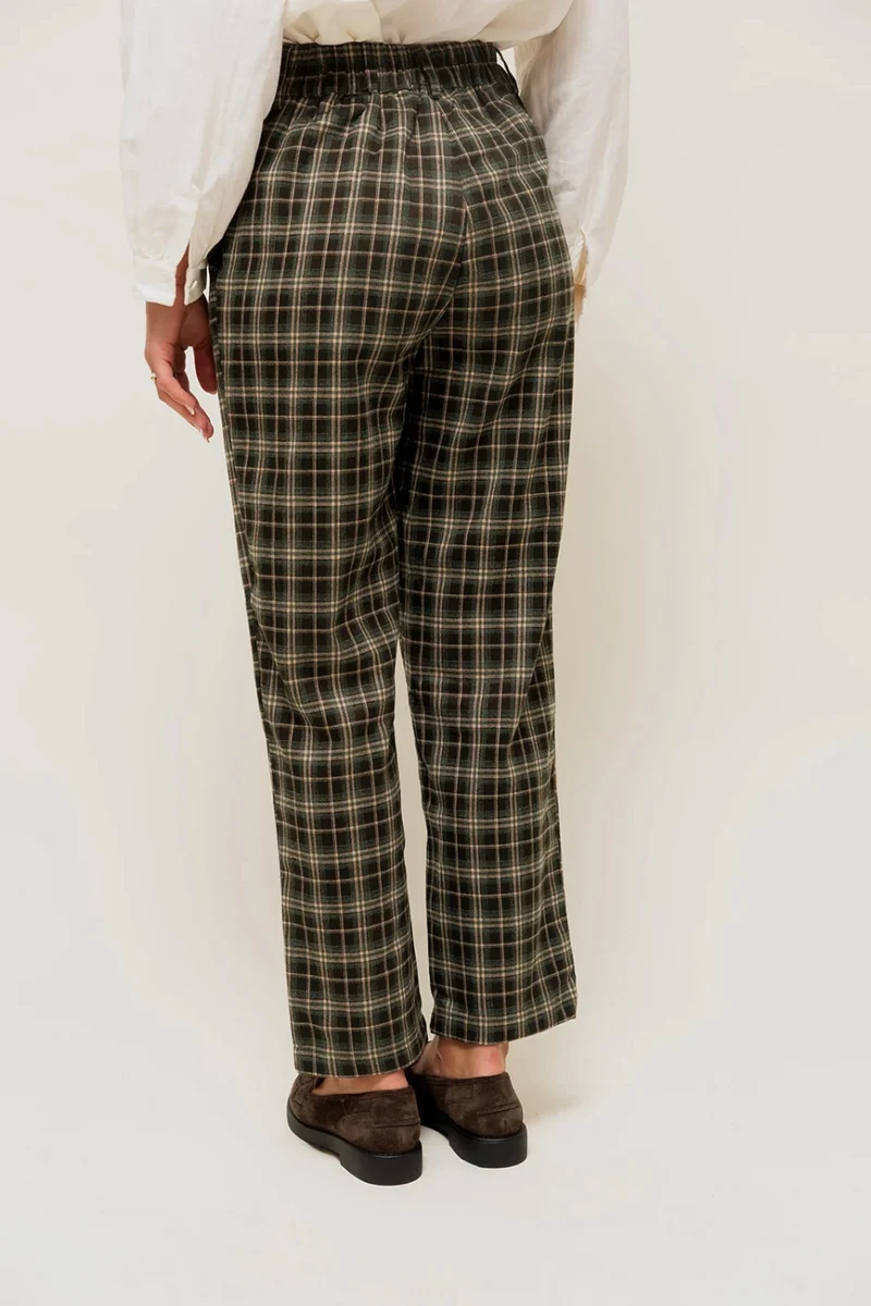 CELIANE - Pantalon Droit à Carreaux motif Tartan